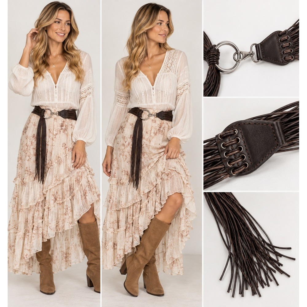 The Limited Belt P/S Brown Corded O Ring Tassel Fringe Boho Y2K Festival Indie